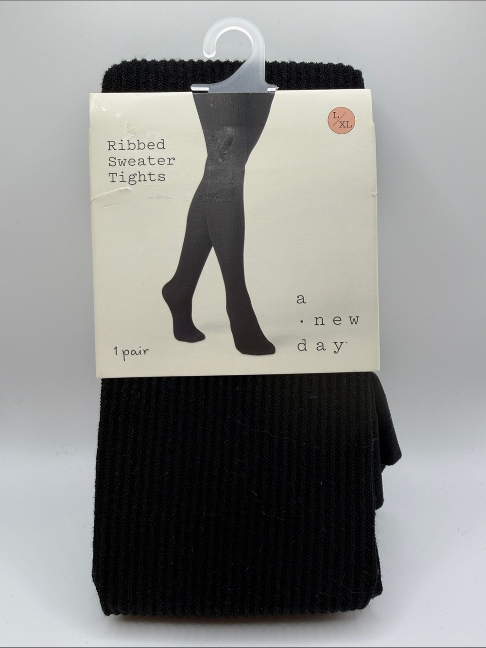 a new day Black Ribbed‎ Sweater Tights